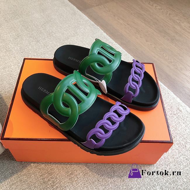 Fortok Hermes Extra Sandal Purple & Green - 1