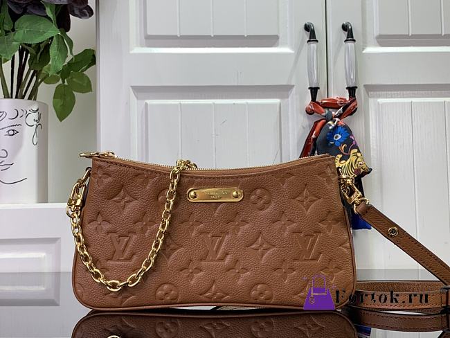 Fortok Louis Vuitton Liv Pochette Bag Brown Monogram Empreinte Leather M11916 24x14x6.5cm   - 1