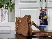 Fortok Louis Vuitton Liv Pochette Bag Brown Monogram Empreinte Leather M11916 24x14x6.5cm   - 6