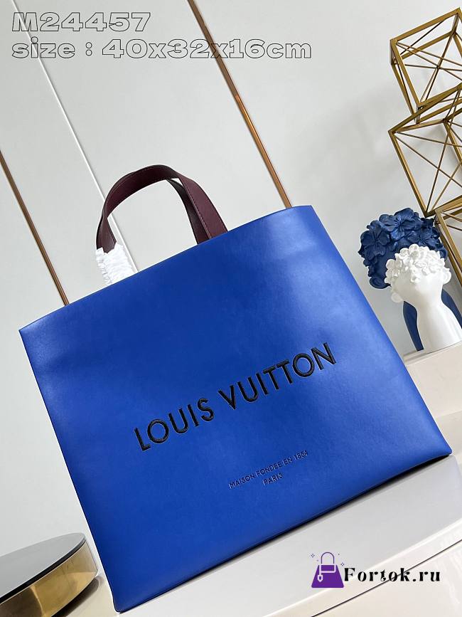 Fortok Louis Vuitton Shopper Bag MM Blue M24457 40x32x16cm - 1
