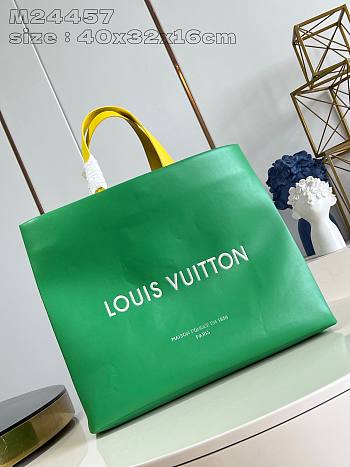 Fortok Louis Vuitton Shopper Bag MM Green M24457 40x32x16cm