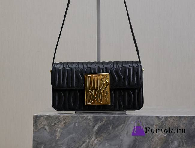 Fortok Dior Black Quilted Miss Dior Allover Calfskin Bag 22x11x6cm - 1