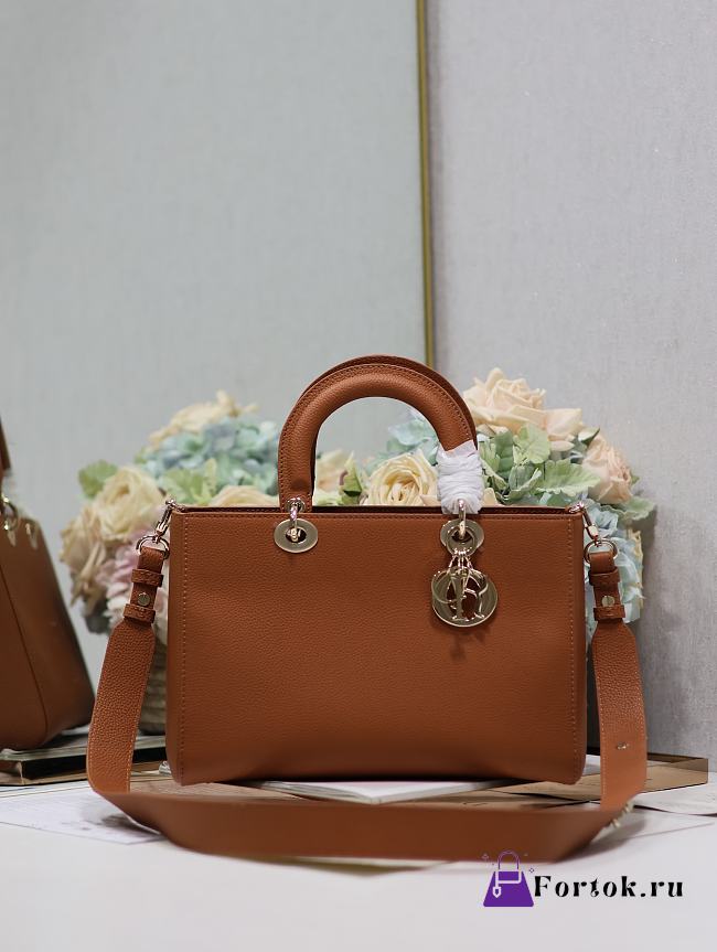 Fortok Dior Lady D-Sire My ABCdior Medium Tote Bag Brown 30x20x13cm - 1