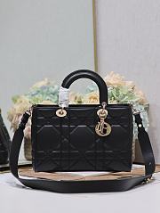 Fortok Dior Lady D-Sire My ABCDior Maxi Cannage Medium Calfskin Tote Bag Black 30x20x13cm - 1