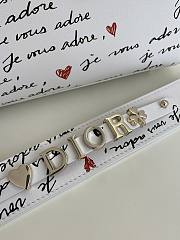 Fortok Dior Dioramour Lady My ABCDior Bag White Calfskin with Black&Red Je Vous Adore Print 20x8x17cm - 6