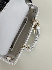 Fortok Dior Dioramour Small Lady D-Joy Bag White Calfskin with Black and Red Je Vous Adore Print 22x6x12cm - 3