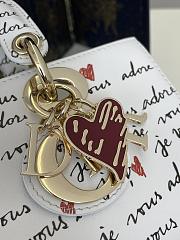 Fortok Dior Dioramour Small Lady D-Joy Bag White Calfskin with Black and Red Je Vous Adore Print 22x6x12cm - 2