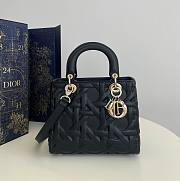 Fortok Dior Lady Dior Bag Black Graphic Cannage Calfskin 24x11x20cm - 1