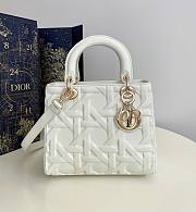 Fortok Dior Lady Dior Bag White Graphic Cannage Calfskin 24x11x20cm - 1