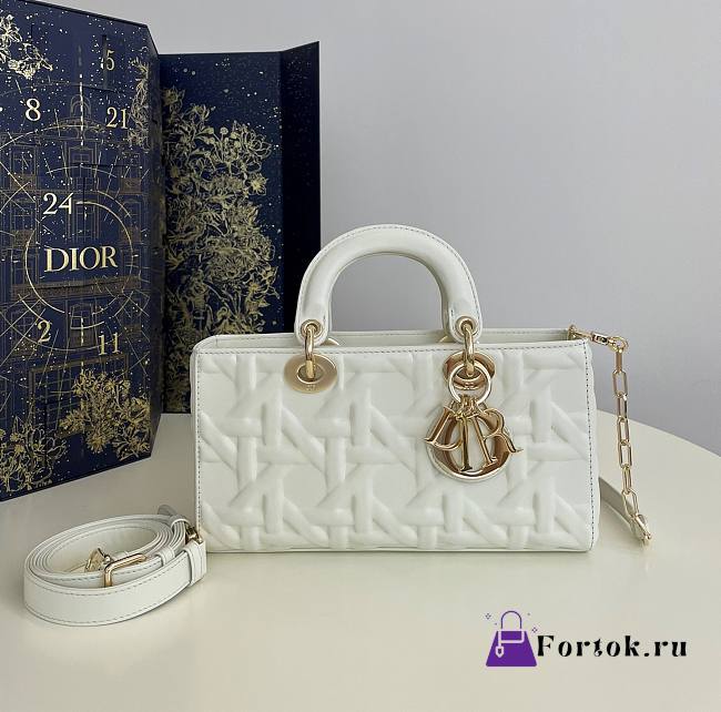 Fortok Dior Lady D-Joy White Graphic Cannage Calfskin 26x6x14cm - 1