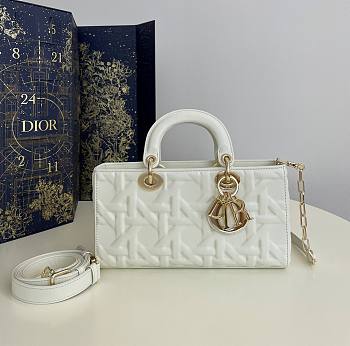 Fortok Dior Lady D-Joy White Graphic Cannage Calfskin 26x6x14cm