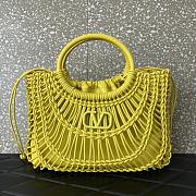 Fortok Valentino Garavani Allknots Leather Woven Tote Bag Yellow 38x34x7cm - 1