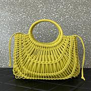 Fortok Valentino Garavani Allknots Leather Woven Tote Bag Yellow 38x34x7cm - 6