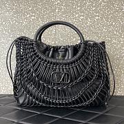 Fortok Valentino Garavani Allknots Leather Woven Tote Bag Black 38x34x7cm - 1