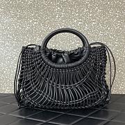 Fortok Valentino Garavani Allknots Leather Woven Tote Bag Black 38x34x7cm - 6