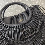 Fortok Valentino Garavani Allknots Leather Woven Tote Bag Black 38x34x7cm - 5