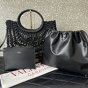 Fortok Valentino Garavani Allknots Leather Woven Tote Bag Black 38x34x7cm - 2