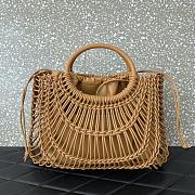 Fortok Valentino Garavani Allknots Leather Woven Tote Bag Brown 38x34x7cm - 5