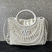 Fortok Valentino Garavani Allknots Leather Woven Tote Bag White 38x34x7cm - 1