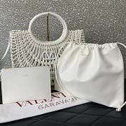 Fortok Valentino Garavani Allknots Leather Woven Tote Bag White 38x34x7cm - 6