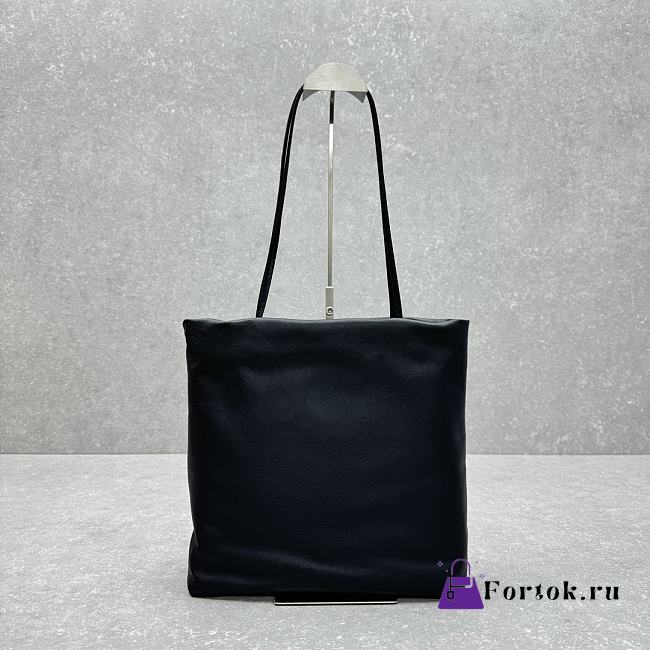 Fortok The Row Pim Leather Tote Bag Black 28x30x9cm - 1