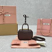 Fortok MiuMiu Arcadie Leather Mini Bag Dark Brown 10.5x4.5×7.5cm - 1