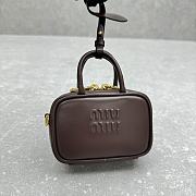 Fortok MiuMiu Arcadie Leather Mini Bag Dark Brown 10.5x4.5×7.5cm - 6