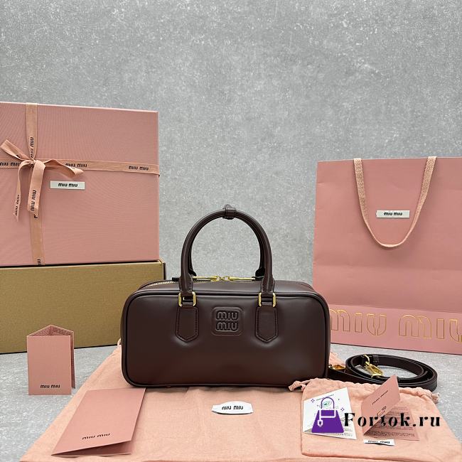 Fortok MiuMiu Arcadie Leather Bag Dark Brown 27×9×12cm - 1