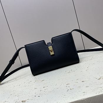 Fortok Celine 16 Strap Pochette In Supple Calfskin Bag Black 18x12x3.5cm