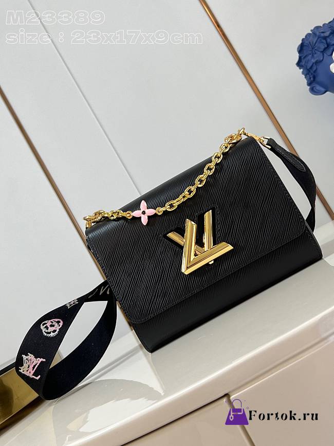 Fortok Louis Vuitton Twist Shadow Monogram Shoulder Strap Bag Black M23389 23x17x9.5cm - 1
