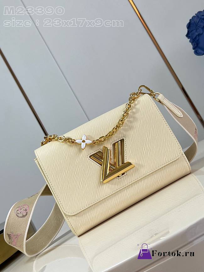 Fortok Louis Vuitton Twist Shadow Monogram Shoulder Strap Bag White M23390 23x17x9.5cm - 1