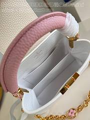 Fortok Louis Vuitton Capucines Mini Handbag White & Pink Enamel Chain M48865 21x14x8cm - 6