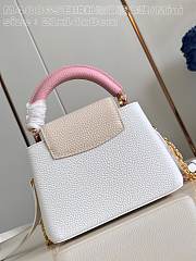 Fortok Louis Vuitton Capucines Mini Handbag White & Pink Enamel Chain M48865 21x14x8cm - 5