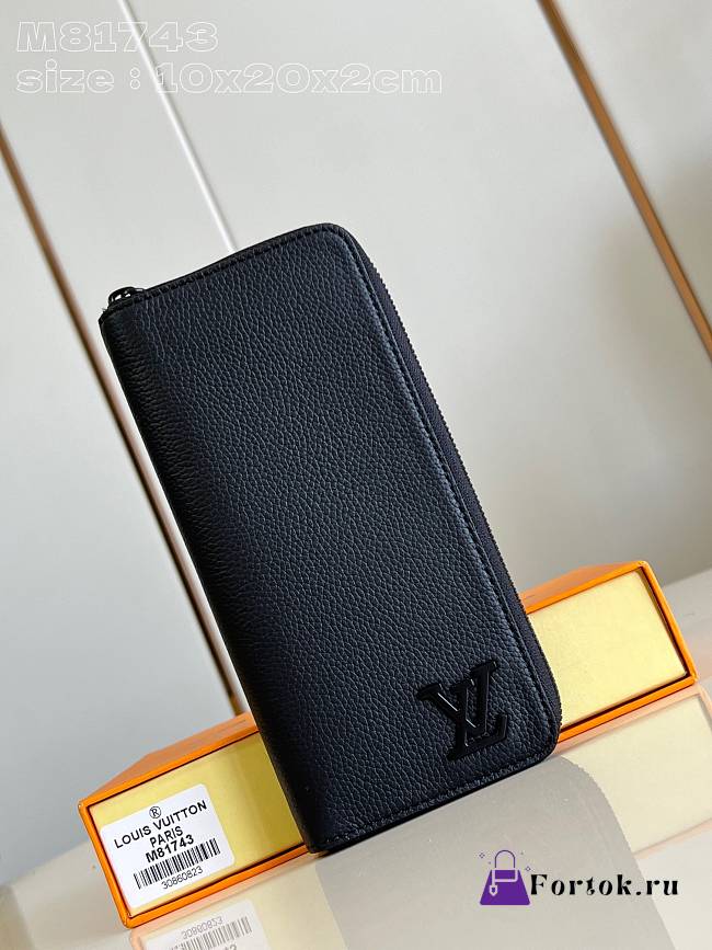 Fortok Louis Vuitton Aerogram Leather Zippy Wallet Black M81743 10x20x2cm - 1