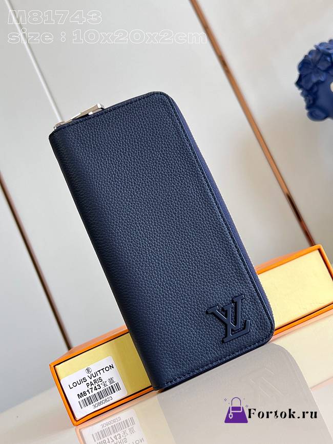 Fortok Louis Vuitton Aerogram Leather Zippy Wallet Dark Blue M81743 10x20x2cm - 1