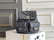 Fortok Chanel Small Backpack Grained Calfskin & Gold-Tone Metal Grey 20.5x20x11.5cm - 1