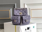 Fortok Chanel Small Backpack Grained Calfskin & Gold-Tone Metal Purple 20.5x20x11.5cm - 1