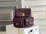 Fortok Chanel Small Backpack Grained Calfskin & Gold-Tone Metal Burgundy 20.5x20x11.5cm - 1