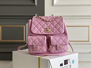 Fortok Chanel Small Backpack Grained Calfskin & Gold-Tone Metal Pink 20.5x20x11.5cm - 1