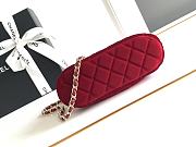 Fortok Chanel 24B Shell Bag Red Velvet 11x16x5.5cm - 5