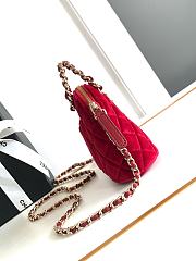 Fortok Chanel 24B Shell Bag Red Velvet 11x16x5.5cm - 4