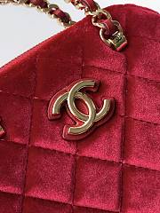Fortok Chanel 24B Shell Bag Red Velvet 11x16x5.5cm - 2