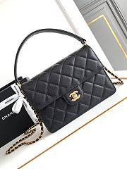 Fortok Chanel 25SS Caviar Leather Top Handle Flap Bag Black AS4039 23x16x6cm - 1