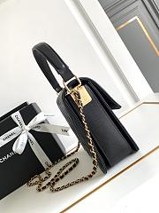 Fortok Chanel 25SS Caviar Leather Top Handle Flap Bag Black AS4039 23x16x6cm - 2