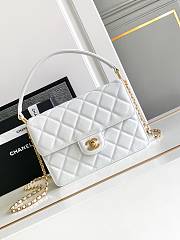 Fortok Chanel 25SS Caviar Leather Top Handle Flap Bag White AS4039 23x16x6cm - 1