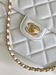 Fortok Chanel 25SS Caviar Leather Top Handle Flap Bag White AS4039 23x16x6cm - 4