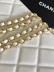 Fortok Chanel 25SS Caviar Leather Top Handle Flap Bag White AS4039 23x16x6cm - 3
