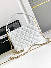 Fortok Chanel 25SS Caviar Leather Top Handle Flap Bag White AS4039 23x16x6cm - 2