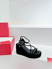 Fortok Valentino Wedge High-Heel Sandals Black - 3