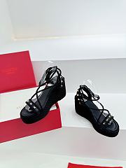 Fortok Valentino Wedge High-Heel Sandals Black - 6